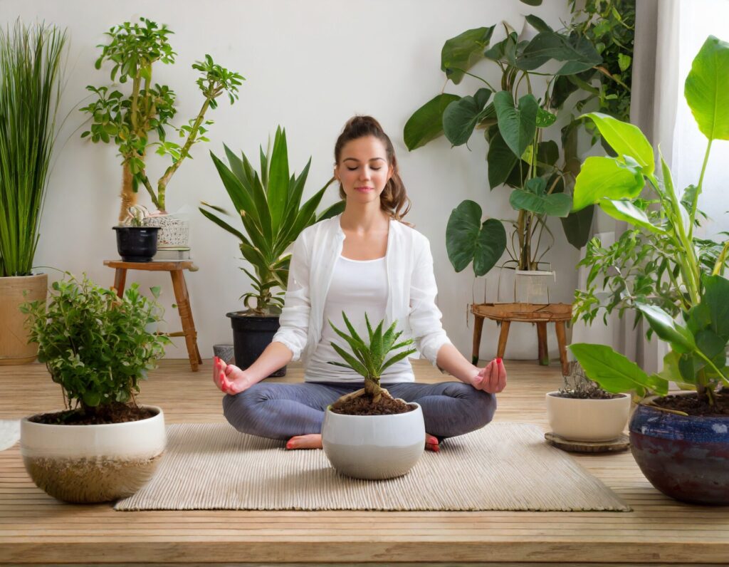 観葉植物,女性