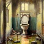 トイレの床,水浸し