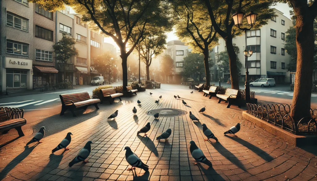 目の前にいる鳩