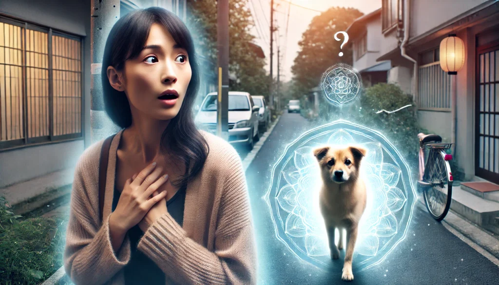 散歩中の犬が寄ってくる