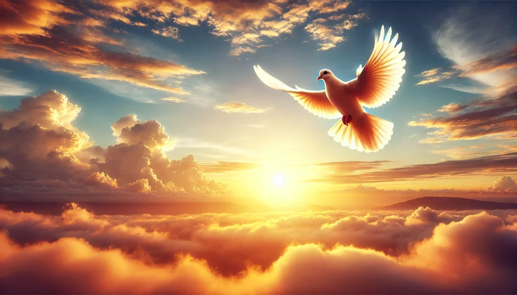 夕日と鳩