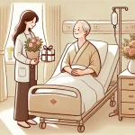 お見舞いをしている人