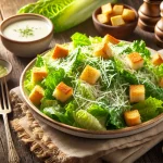 お皿に盛り付けられたシーザーサラダ