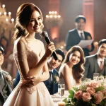 友人代表でスピーチする女性