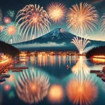 河口湖の花火大会と富士山