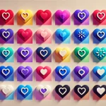 色のバリエーションのあるハート