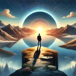 感動的な景色を見つけた人影