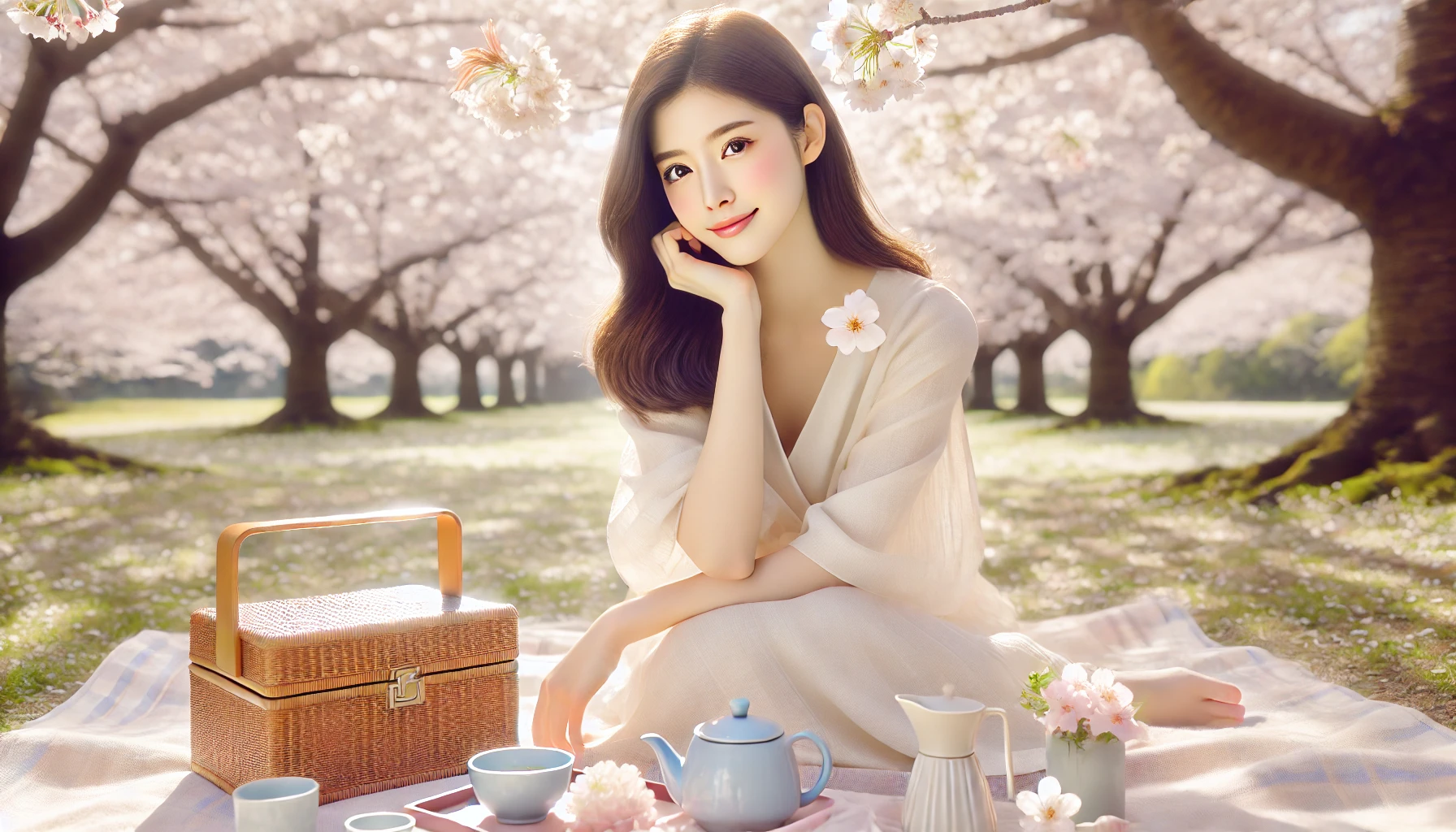 お花見のコーデ