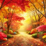 紅葉が色づく10月の風景