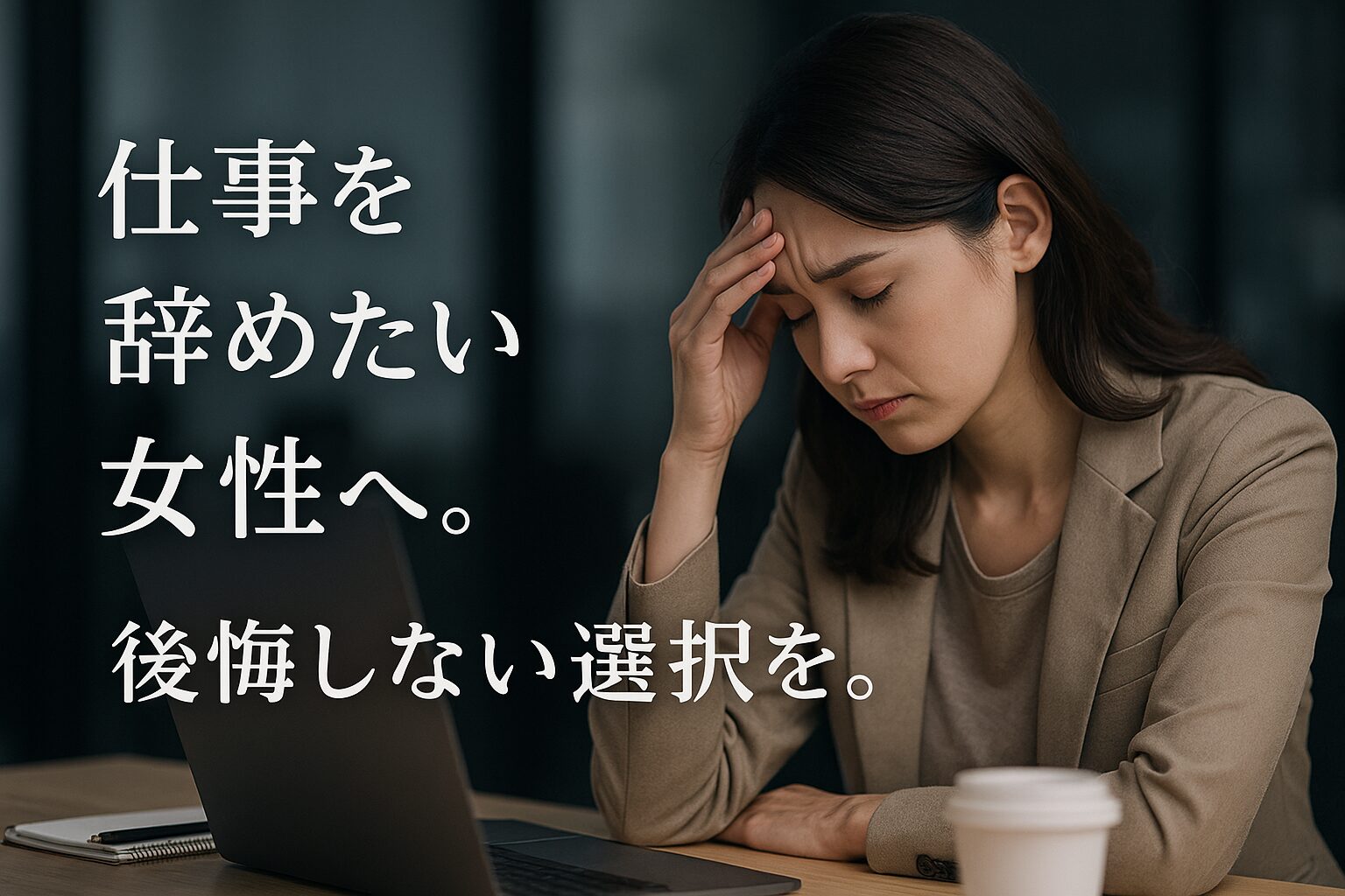仕事を辞めたいと思って悩んでいる女性