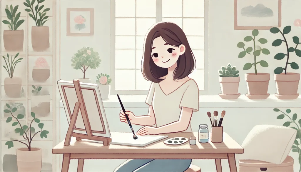 絵を描いている女性