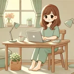 パソコンを使って副業をする女性