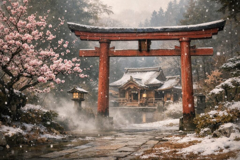 神社と鳥居の画像