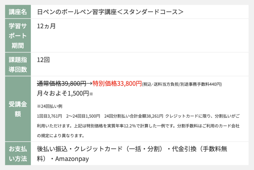 ボールペン字講座